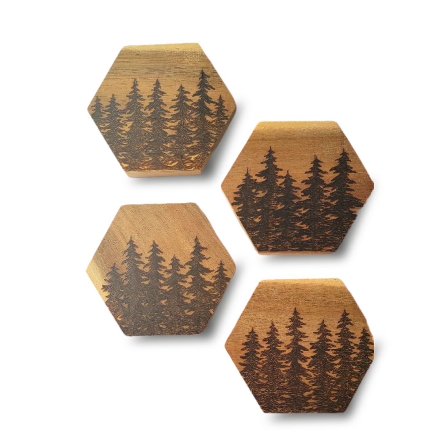 Hand Burned Tree Coasters